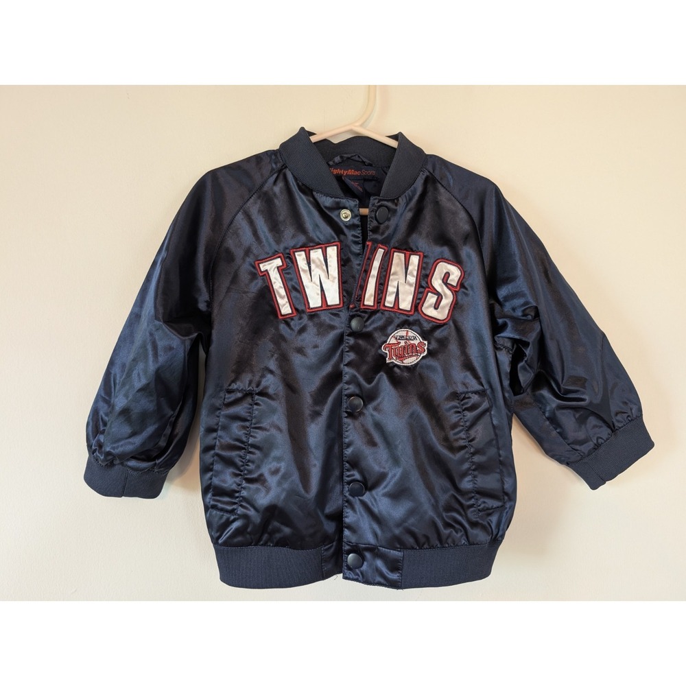 Vintage Minnesota Twins Satin Bomber Jacket Kid 2T Mighty Mac Sports Embroidered